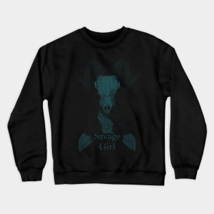 ASCii Savage Girl w/ text (Blue) Crewneck Sweatshirt